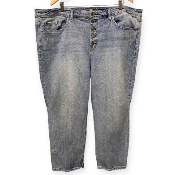 Torrid 24 High Rise Straight Ankle Jeans Button Fly Womens Split Hem Stretch - Picture 3 of 13